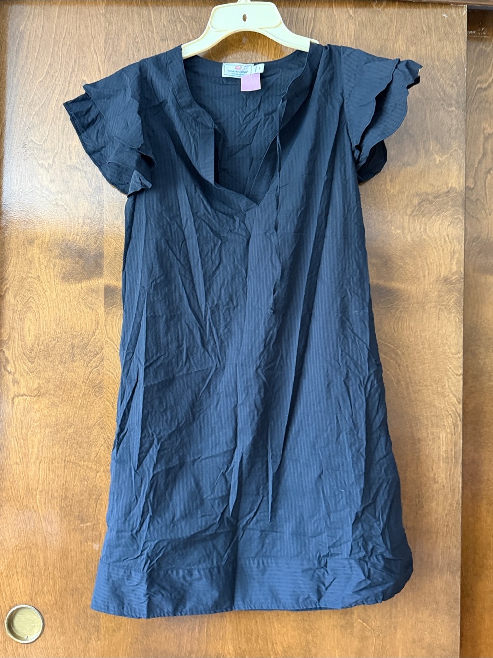 Vineyard Vines Navy Ruffle Sleeve V-Neck Tunic